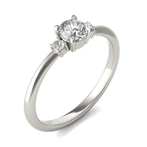 Round Brilliant Zelda Classic Three-Stone Ring image, 