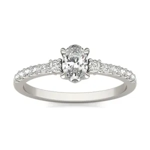 Oval Zelda Accented Three-Stone Ring image, 