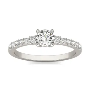 Round Brilliant Zelda Accented Three-Stone Ring image, 