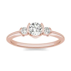 Petite Half Bezel Three-Stone Ring image, 