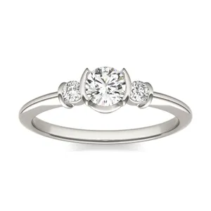 Petite Half Bezel Three-Stone Ring image, 