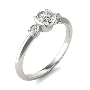 Petite Half Bezel Three-Stone Ring image, 