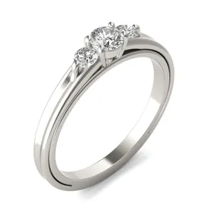 Petite Sculpted Lines Three-Stone Ring image, 