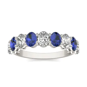 Oval Alternating Sapphire Basket Ring image, 