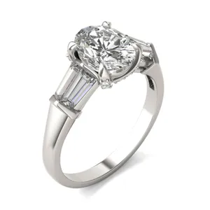 Oval Luxe Baguette Side-Stone Engagement Ring image, 