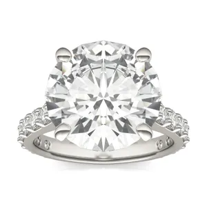 Round Brilliant Claw Prong Cathedral Side-Stone Exotic Engagement Ring image, 