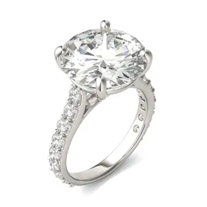 Round Brilliant Claw Prong Cathedral Side-Stone Exotic Engagement Ring image, 