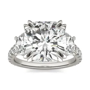 Cushion Solstice Accented Three-Stone Engagement Ring image, 