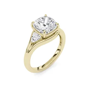 Cushion Daisy Three-Stone Ring image, 