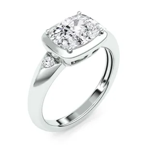 Elongated Oval Bezel Illusion Three-Stone Ring image, 