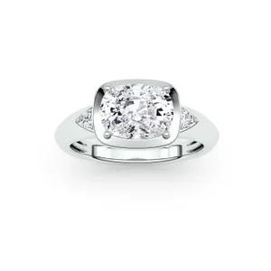 Elongated Oval Bezel Illusion Three-Stone Ring image, 