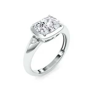 Elongated Oval Bezel Illusion Three-Stone Ring image, 