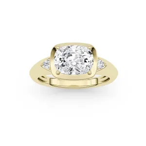 Elongated Oval Bezel Illusion Three-Stone Ring image, 