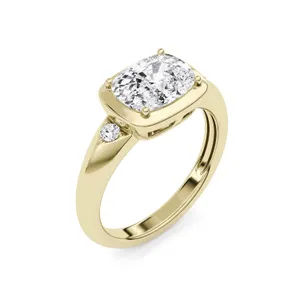 Elongated Oval Bezel Illusion Three-Stone Ring image, 