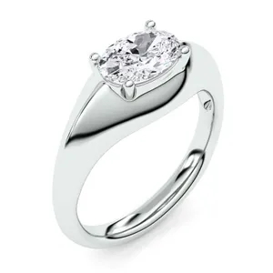 Elongated Cushion Elara East-West Solitaire Ring image, 