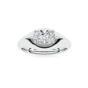 Elongated Cushion Elara East-West Solitaire Ring image, 