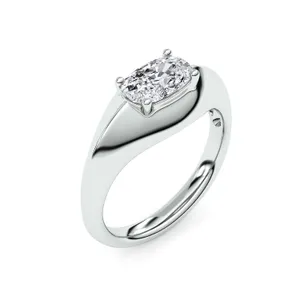 Elongated Cushion Elara East-West Solitaire Ring image, 