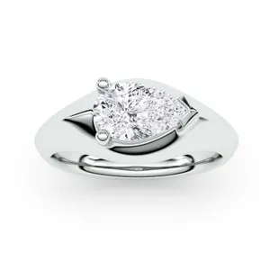 Pear Elara East-West Solitaire Ring image, 
