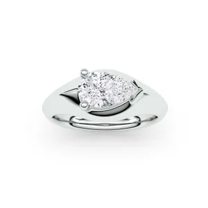 Pear Elara East-West Solitaire Ring image, 