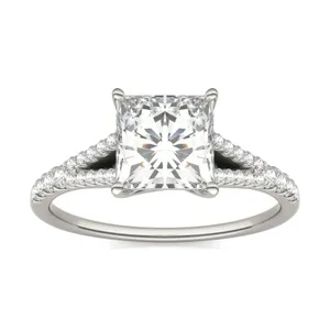 1.71 CTW DEW Princess Moissanite Split Shank Engagement Ring image, 