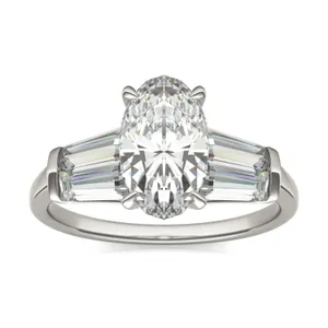 3.46 CTW DEW Elongated Oval Moissanite Five-Stone Ring image, 