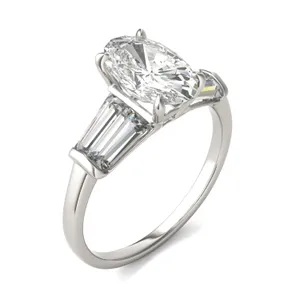 3.46 CTW DEW Elongated Oval Moissanite Five-Stone Ring image, 