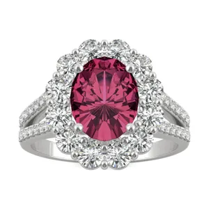 Ruby Oval Halo Split Shank Ring image, 