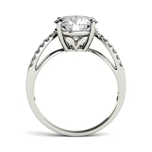2.92 CTW DEW Round Moissanite Split Shank Engagement Ring image, 