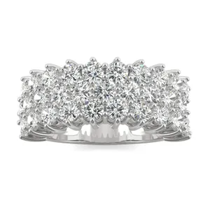3.00 CTW DEW Round Moissanite Three-Row Fashion Ring image, 