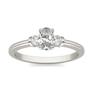 0.60 CTW Oval Caydia Lab Grown Diamond Petite Three-Stone Ring image, 