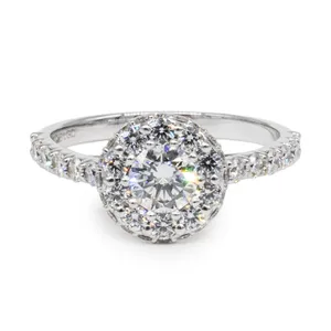 1.36 CTW Round Cathedral Double Halo Engagement Ring image, 