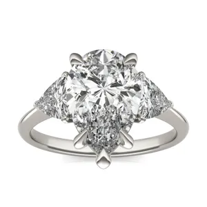 3.50 CTW Pear Caydia Lab Grown Diamond Three-Stone Ring image, 
