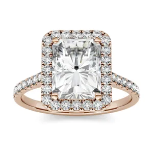 3.10 CTW DEW Round Forever One Moissanite Halo Ring in 14K Rose Gold image, 