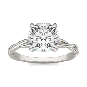 1.90 CTW DEW Round Forever One Moissanite Twist Solitaire Ring in 14K White Gold image, 