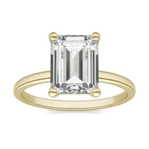 2.52 CTW DEW Emerald Forever One Moissanite Solitaire Ring in 14K Yellow Gold image, 