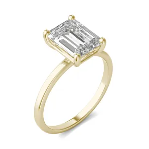 2.52 CTW DEW Emerald Forever One Moissanite Solitaire Ring in 14K Yellow Gold image, 