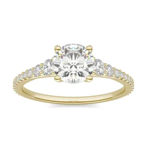 1.39 CTW DEW Round Forever One Moissanite Graduated Ring in 14K Yellow Gold image, 