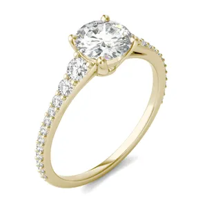 1.39 CTW DEW Round Forever One Moissanite Graduated Ring in 14K Yellow Gold image, 