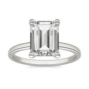 2.52 CTW DEW Emerald Forever One Moissanite Solitaire Ring in 14K White Gold image, 