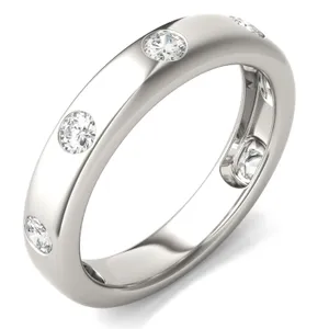 0.56 CTW DEW Round Moissanite Bezel Set Seven Stone Band in 14K White Gold image, 