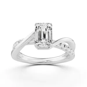 Crossover Emerald Side Stone Engagement Ring image, 