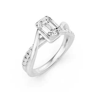 Crossover Emerald Side Stone Engagement Ring image, 