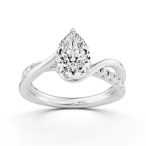 Crossover Pear Side Stone Engagement Ring image, 