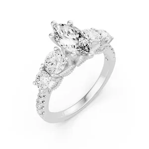 Marquise Graduated Side Stone Engagement Ring image, 