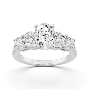 Oval Graduated Side Stone Engagement Ring image, 