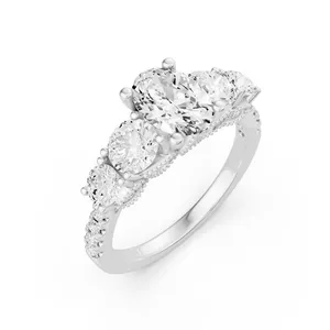 Oval Graduated Side Stone Engagement Ring image, 
