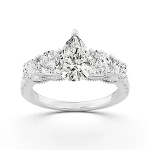 Pear Graduated Side Stone Engagement Ring image, 