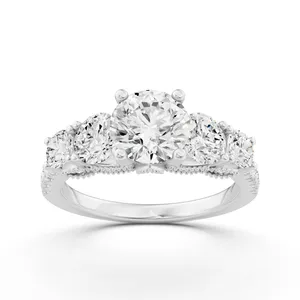 Round Graduated Side Stone Engagement Ring image, 