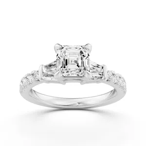 Asscher Side Stone Engagement Ring image, 