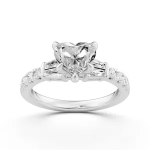 Heart Side Stone Engagement Ring image, 